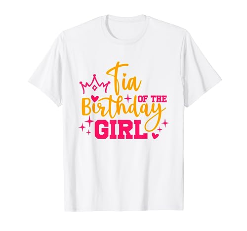 Linda familia personalizada Tia Of The Birthday Girl Matching Camiseta