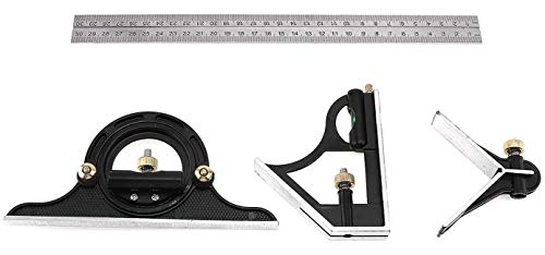 Square Angle Ruler,3Pcs/Set 300Mm Stainless Steel T Square Ruler Adjustable Sliding Combination Square Square Ruler & Protractor Level Measure Measuring Set #TOP7