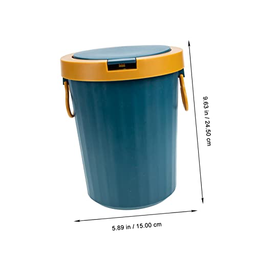 Caneca pequeña azul con tapa hermética para basura miniatura 5