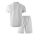 2 Piece Set For Men Short Sleeve Waffle Loose Fit Shirt And Shorts Stretchy Summer Beach Vacation Fashion Matching Sets