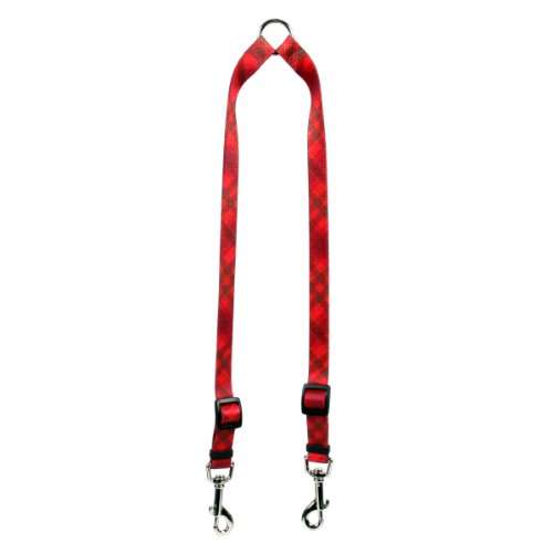 Image of Yellow Dog Design Red Kilt Coupler Dog Leash, Large-1 inch Wide and 12 to 20 inch Long