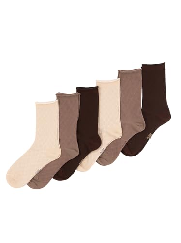 Felina Texture Mesh Roll Up Top Crew Socks 6-Pack2