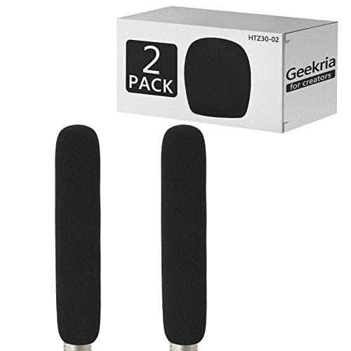 Geekria for Creators Foam Windscreen for 3/4'' Diameter Microphones, Antipop Foam Cover, Mic Wind Cover, Sponge Foam Filter Compatible with Sennheiser MKH 416-P48U3 (8 Inch / 2 Pack)