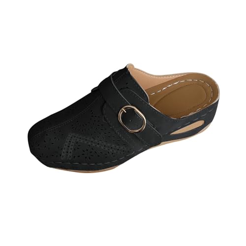 Sandales d'été bout fermé femme avec boucle réglable unie