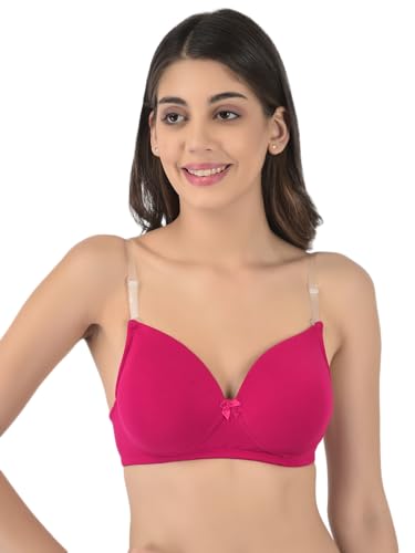Image of Softline Women's Cotton-Rich Wire-Free Padded Bra | Full Coverage, Seamless & Breathable for Everyday Comfort | Soft Fabric with Supportive Fit for All-Day Wear