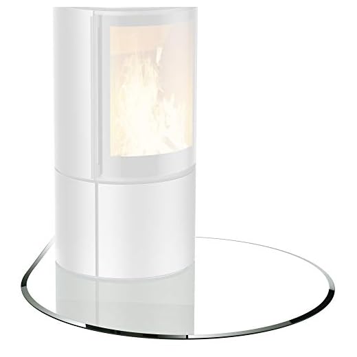 BIJON Glasplatte Tropfenbogen für Kaminofen mit Dichtlippe, Glasbodenplatte - Funkenschutzplatte Glas mit Facettenschliff, Kamin Hitzeschutz, ESG Sicherheitsglas 115 x 115 cm x 6 mm