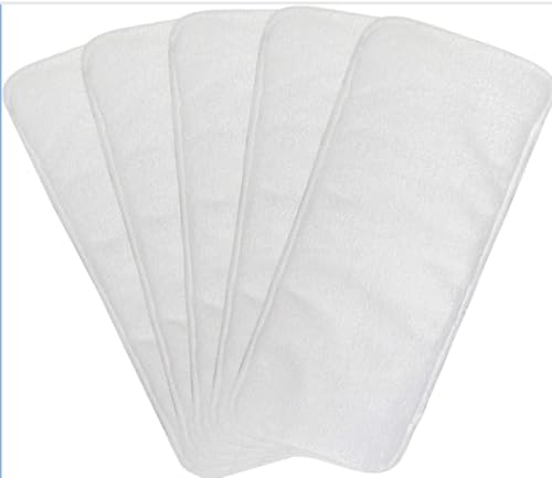 Reusable 5-Ply Cloth Diaper Insert Pads for Baby, Super Absorbent Washable Inserts, Soft Cotton Fabric, White Rectangular Inserts with Rounded Corners (Pack of 3)
