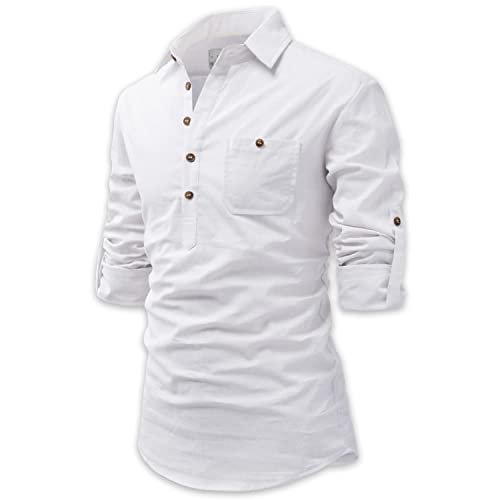 Image of Vida Loca Men Cotton Full Sleeve Casual Spread Collor Slim Fit Short Kurta for Men and Boys (Pack of 2)