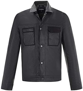 Giolshon Men Faux Leather Jacket, Winter Fashion Casual Stand Collar PU Motorcycle Bomber Coat