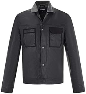 Giolshon Men Faux Leather Jacket, Winter Fashion Casual Stand Collar PU Motorcycle Bomber Coat