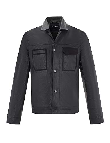 Giolshon Veste en Simili Suède Cuir pour Homme Coupe-vent Casual Moto Blouson Automne Hiver Manteau 21553 Noir XL Cover