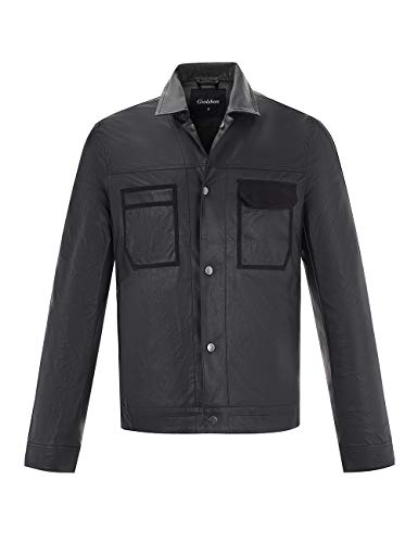 Giolshon Uomo Giacca in Ecopelle, Cappotto Motociclista Biker per Primavera, Autunno invernale Cappotto 21553 Nero S