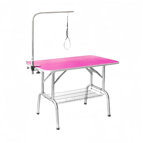 Sariny小型犬から大型犬まで使える、大型犬、中型犬、小型犬に適しています 積載重量150kg の折りたたみ式グルーミングテーブル 家庭用折りたたみ棚トリミングテーブル入浴テーブル美容テーブル 家庭用および業務用に適しています (ピンク,80*50*78