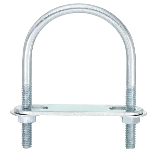 Image of uxcell Round U-Bolts, 2 Set 50mm Inner Width 80mm Length M6 Zinc-Plated Carbon Steel U Clamp Bolt with Nuts and Plates, for Boat Trailer