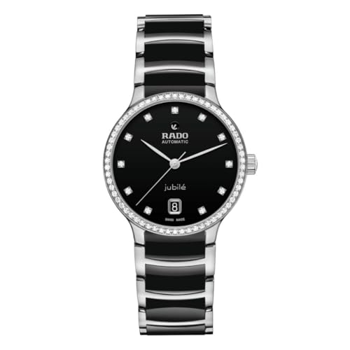 Rado - Centrix Automatic Diamonds Superjubile - Women - Swiss - 60 Full-Cut Diamonds - Polished Stainless Steel with Black High-Tech Ceramic Links - Automatic - 35 mm