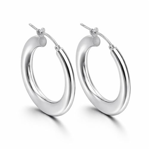 Créoles ovales en argent 925 poli main, l'élégance moderne à fleur de peau