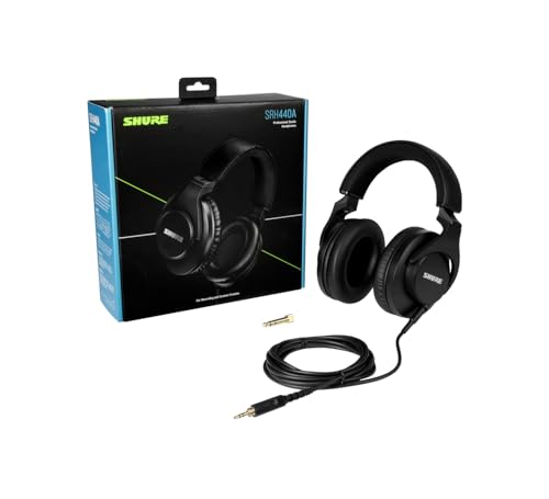Image of Shure SRH440A Wired Over Ear Headphones Monitoring & Recording, Studio Pro, Improved Frequency Response, All Audio Devices, Pro Quality, Adjustable & Foldable Design - 2022 Version