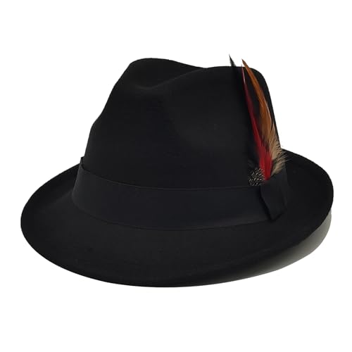 Image of Unisex Trilby Hats Classic Fedora Hats for Women Men Dress Hats Felt Short Brim Fedoras Hat Panama Hat with Band