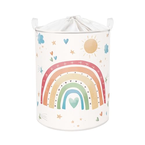 Clastyle Ceste Biancheria Bambini Arcobaleno Cestino Giocattoli Vestiti Impermeabile per Ragazza Cestino Portaoggetti per Bagno Cameretta Bucato, Nuvola, 40x50 cm