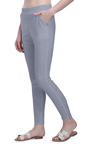 Image of Plus Size Slub Lycra Trouser Cigarette(Pencil) Pants Sizes(26 to 44)