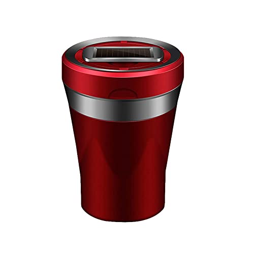 Image of Ceramics Car Ashtray with Lid Smell Proof Cap Detachable, Portable Ashtray Fit for Most Vehicles Homes Office, Removable Solar Energy USB Charging Ashtray, Blue LED Light Black