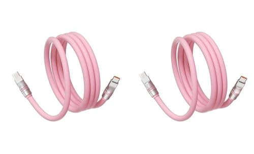 2 �p�b�N PD240W USB C to tpe-c �����P�[�u���t�̃V���R�[�����������\�t�g �P�[�u��(Pink,1.2m and 2M)