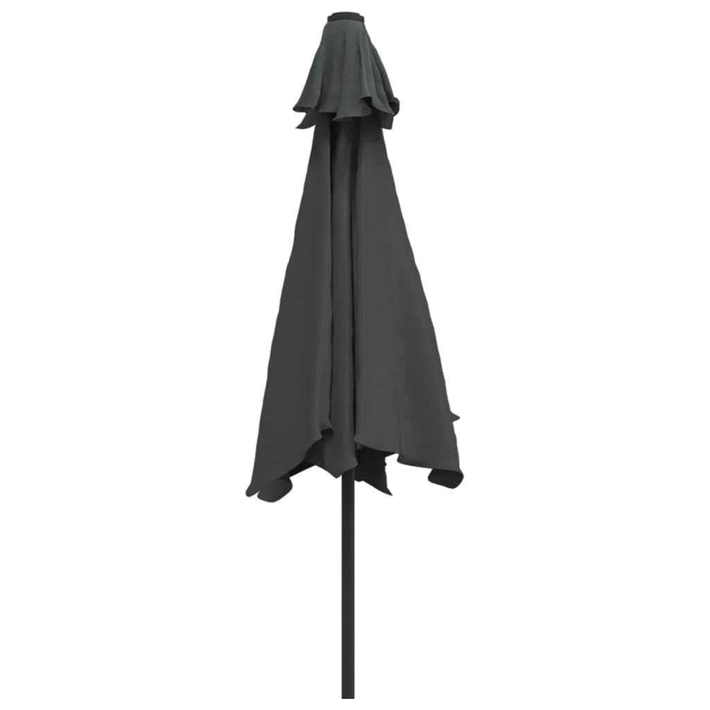 Ombrellone con palo in metallo, 300 cm, antracite, rivestimento in poliestere resistente ai raggi UV, sistema a manovella, inclinabile con 6 stecche, ombrellone da giardino resistente alle