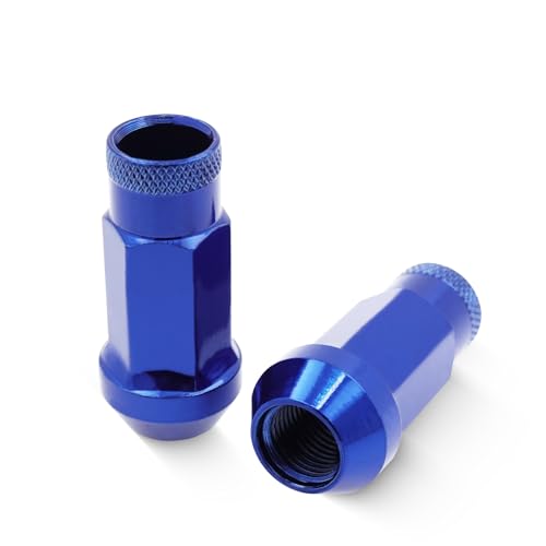 EZAccessory 14x1.5 Extended Tuner Lug Nuts 20 Pcs+Key Blue Racing Open End for Dodge Charger 05-25 Dodge Challenger 08-24 Chevy Camaro 10-25 Ford Mustang 15-25