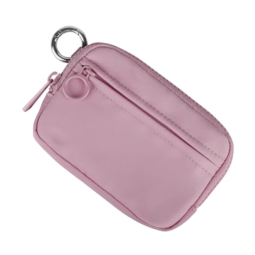 Image of The Iris Wallet Zipper Mini Coin Purse Keychain ID Holder Wallet | Zip Card Case with ID Window Purses for Women Mini Portable Keychain Wallet,Pink Cherub