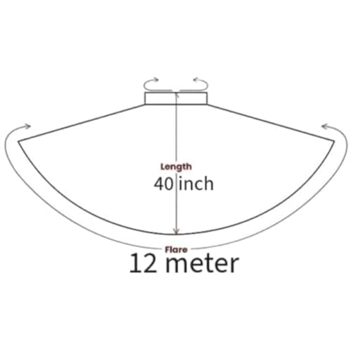 Image of Women's American Crepe Blooming Flared Long for Traditional Stitched A-line Flare Skirt for Girls with 12 Meter Flare 40inch Height