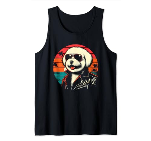 Atardecer retro maltés - Amante de la raza de perro maltés vintage Camiseta sin Mangas