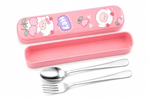 Image of Cutlery Set with Box | Stainless Steel Spoon, Fork, Reusable Tableware for Home, Kitchen, Office, Restaurant & Travel