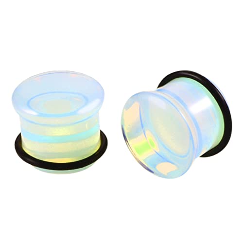 Jauges de tunnel en pierre opale pour piercing d'oreilles homme et femme 2 pièces
