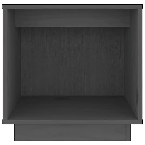 Table de chevet gris en pin massif 40x30x40 cm avec compartiment de rangement chic - 6