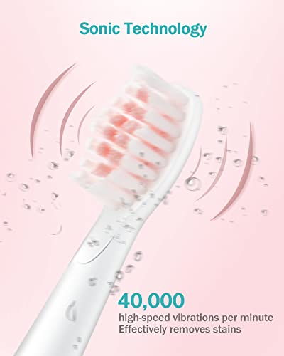 Initio Sonic Electric Toothbrush For Adults, Rechargeable Toothbrush With Smart Timer, 5 Modes, 3 Brush Heads, 40,000 Vpm Motor, Whitening Power Toothbrush, It959 (Pink) #TOP2