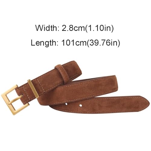 Trouser Dress Belts Versatile Women Luxury Design Business Waist Strap Retro Casual Suede PU Belt (Dark Brown)2