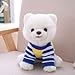 Heguowei Adorable Chien en Peluche Jouet Pur Blanc rayé Bleu T-Shirt habillé poméranien Chien en Peluche Animaux Animaux de Compagnie Jouet 25 cm Petits Enfants Cadeau poméranien 25cm