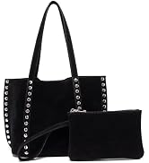 OWGSEE Suede Bag Mini Trendy Faux Suede Tote Bag for Women Studded Purse Vintage Hobo Shoulder Ha...