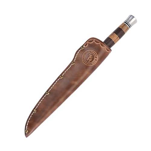 TOURBON Genuine Leather Boning Knife Sheath for Belt Bushcraft Camping Hunting Straight Knife Holster