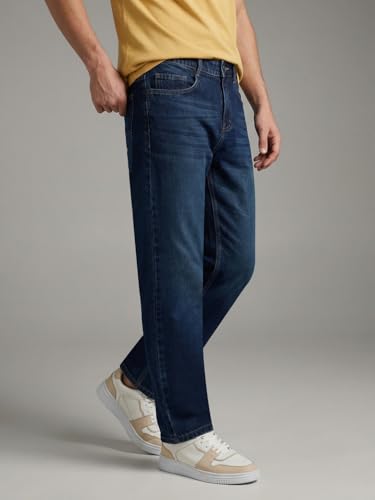 Image of Urbano Fashion Men's Relaxed Fit Washed Denim Jeans Non-Stretchable