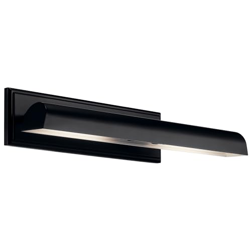 Image of Kichler Carston 2-Light Picture Light, Updated Traditional Light in Black with White Interior, for Framed Art, Mirror or Built-in Shelving (4.75 inch x 24.25 inch), 52686BK