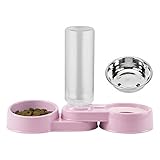 LxwSin Comedero Automático para Mascotas,2 in 1 Comedero y Bebedero Automático para Gatos y Perros, Comedero para Mascotas a Prueba de Derrames Dispensador Comida Plegable para Gato/Perro(Azul,Rosado)