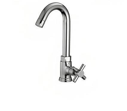 Bathicle Swan Neck and Sink Cock Center Hole Basin Mixer - Chrome Finish, 360 Degree Swivel for Stylish and Practical Bathroom and Kitchen Design (BT004)