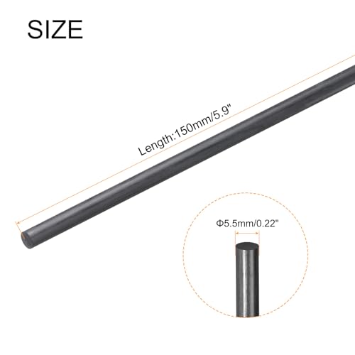 QUARKZMAN Kohlefaserstab, 5,5 mm x 100 mm für RC Flugzeug DIY Werkzeug Flügelrohr Quadcopter Arm, Packung mit 4 Stück