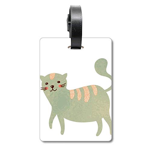Étiquette de valise motif chat bleu pour identification de bagage voyage