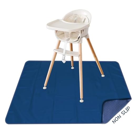 Little One's Pad Baby Splat Mat for Under High Chair, 51 x 51 Inch Splash Mat, Waterproof and Washable Floor Protector, Anti-Slip Spill Mat, Deep Blue