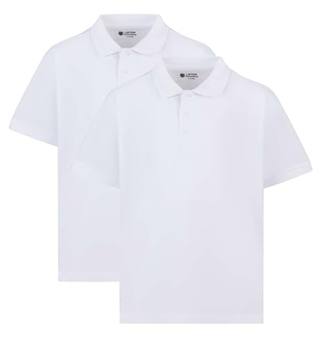 2 Pack Boys Plain 100% Cotton Ages 3-16y Polo Shirts Children School T-Shirt Uniform Summer