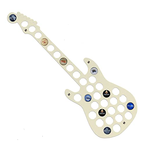 Torched Electric Guitar Beer Cap Holder | Wall Mount Beer Cap Catcher | Beer Cap Decor Display Art | A Great Gift for Men, Beer Lovers, and Collectors