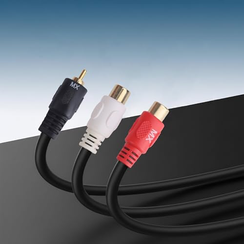 Image of MX RCA Cable 2RCA to 2RCA Stereo Audio Cable Gold Plated Adapter Dual Shielded for Home Theater Amplifier Hi-Fi System Car Sound Speaker PARENT (1 RCA MALE / 2 RCA FEMALE, 0.30 METER)