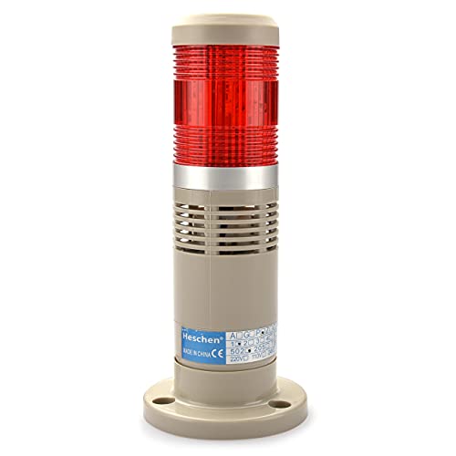 Heschen Luz de señalización de torre de pila de luz 12V DC Industrial zumbador LED rojo alarma de advertencia luz continua